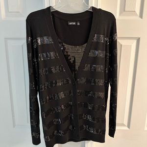 Black Sequin Cardigan and Tank Set